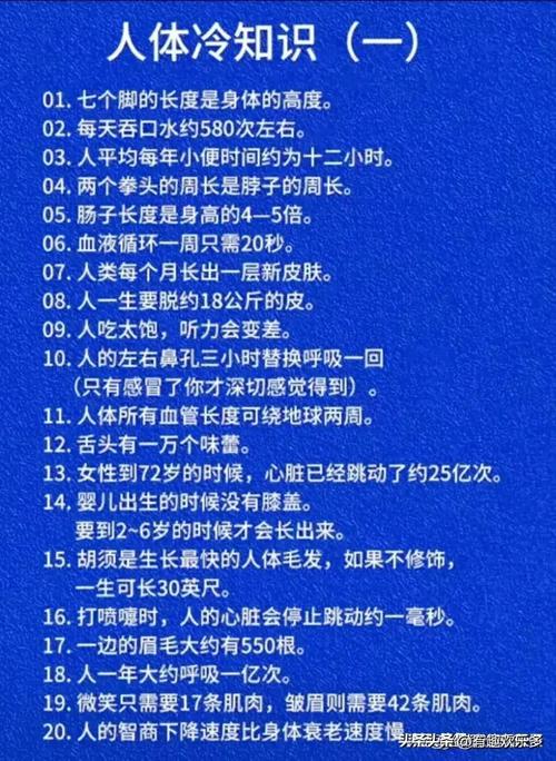 人体冷知识(人体冷知识科普)